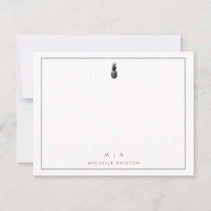 Elegant Pineapple Modern Monogram Classic Custom  Card