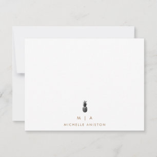 Elegant Pineapple Modern Monogram Classic Custom  Card