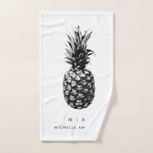 Elegant Pineapple Monogram Custom Hand Towel