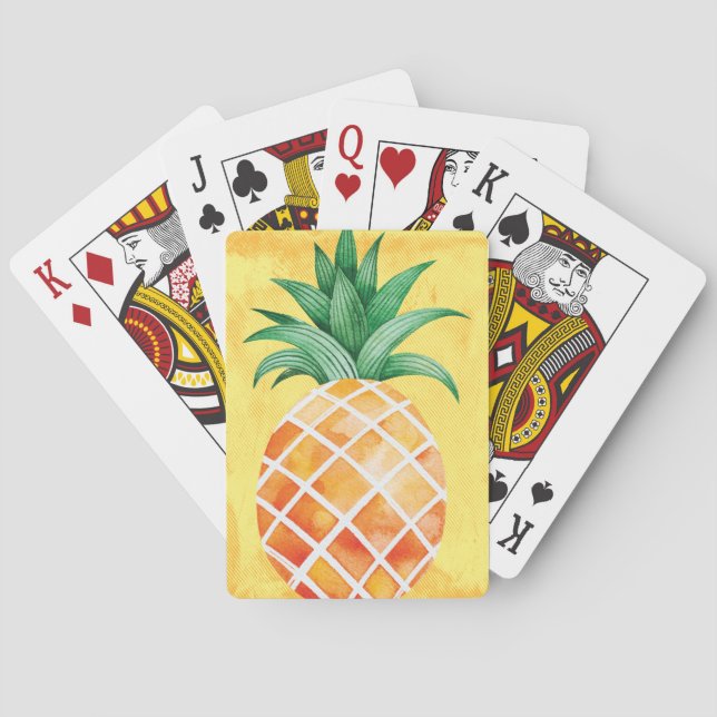Elegant Pineapple Yellow Watercolor Playing Cards (Back)