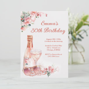 Elegant pink 30th Birthday Card for Women