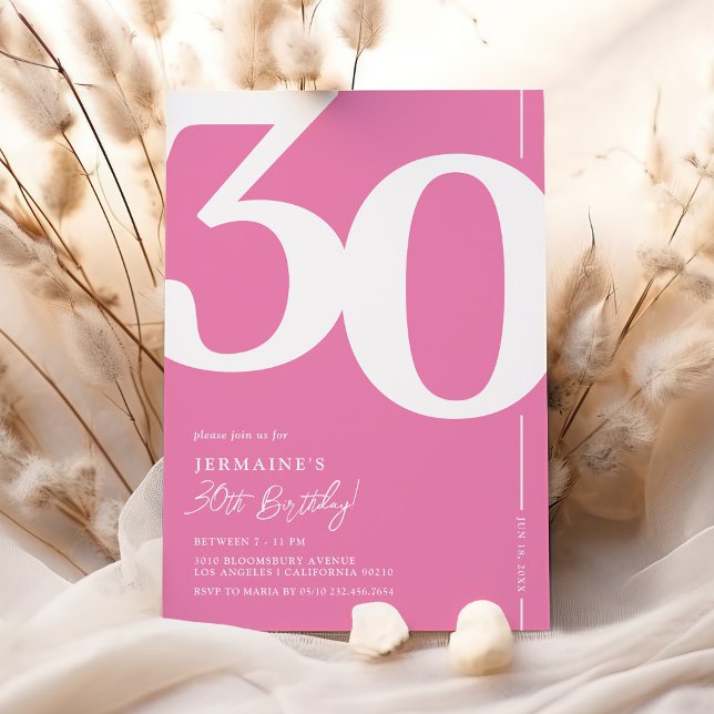 Elegant Pink 30th Birthday Invitation (Creator Uploaded)