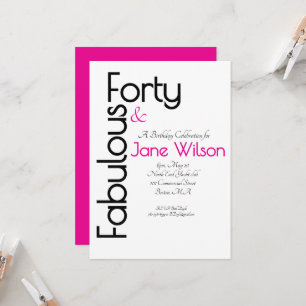 Elegant Pink 40 and Fabulous Birthday Party Invitation