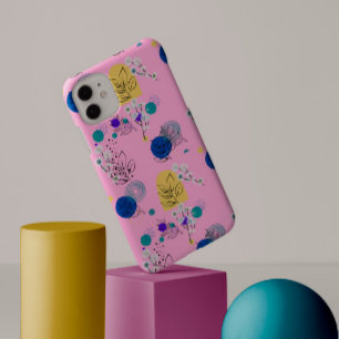 Elegant pink Abstract Vintage Floral pattern iPhone 11 Case