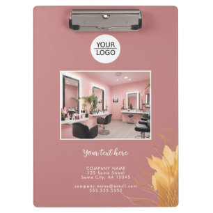 Elegant Pink Add Logo Custom Text Photo Business Clipboard
