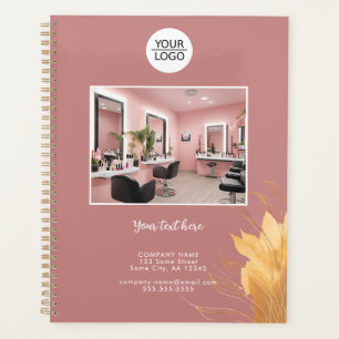 Elegant Pink Add Logo Custom Text Photo Business Planner