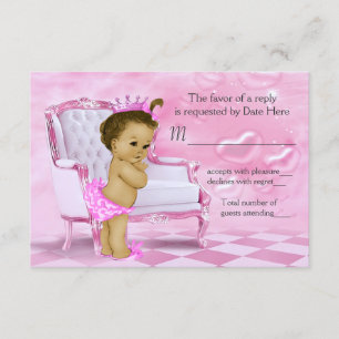 Elegant Pink African American Baby Shower RSVP Card