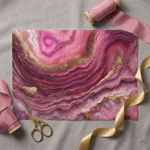Elegant Pink Agate Marble Gold Glitter Geode Tissue Paper