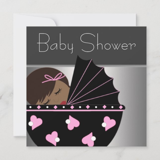 Elegant Pink and Black Baby Shower Invitation (Front)