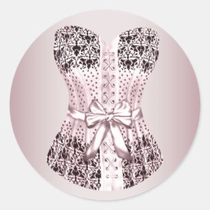 Elegant Pink and Black Corset Stickers