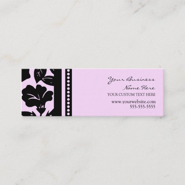 Elegant Pink and Black Floral Business Cards (Front)