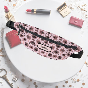 Elegant pink and black lace in vintage style fanny pack