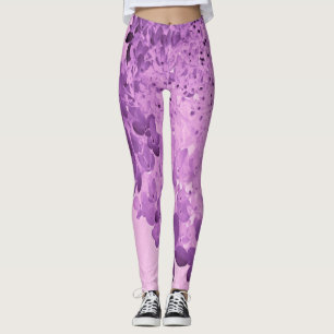 Elegant Pink and Black Limelight Hydrangea Leggings