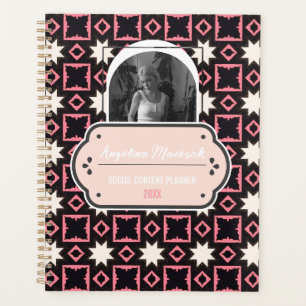 Elegant Pink and Black Pattern with Photo Social  Planner