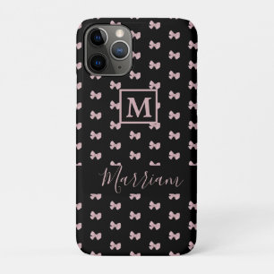 Elegant Pink and Black Personalized iPhone 11 Pro Case