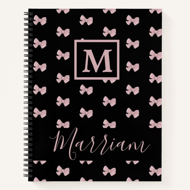 Elegant Pink and Black Personalized Notebook (Front)