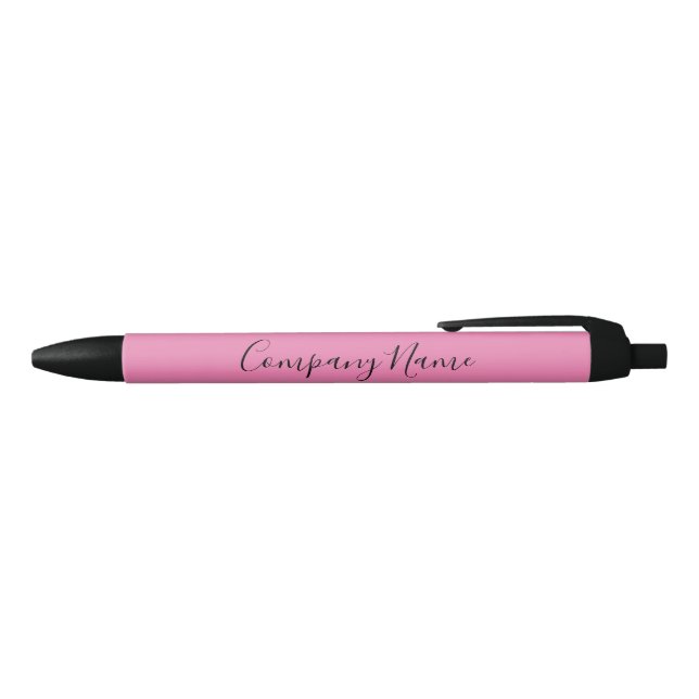 Elegant Pink and Black Script Company Name Website Black Ink Pen (Top)