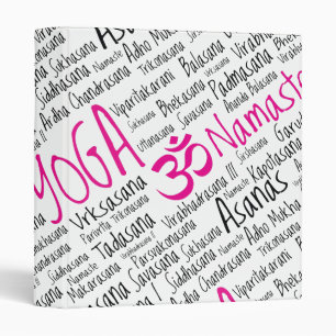 Elegant Pink and Black Yoga Positions Asanas Binder