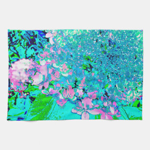 Elegant Pink and Blue Limelight Hydrangea Kitchen Towel
