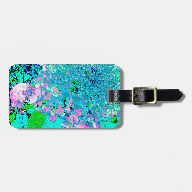 Elegant Pink and Blue Limelight Hydrangea Luggage Tag (Front Horizontal)
