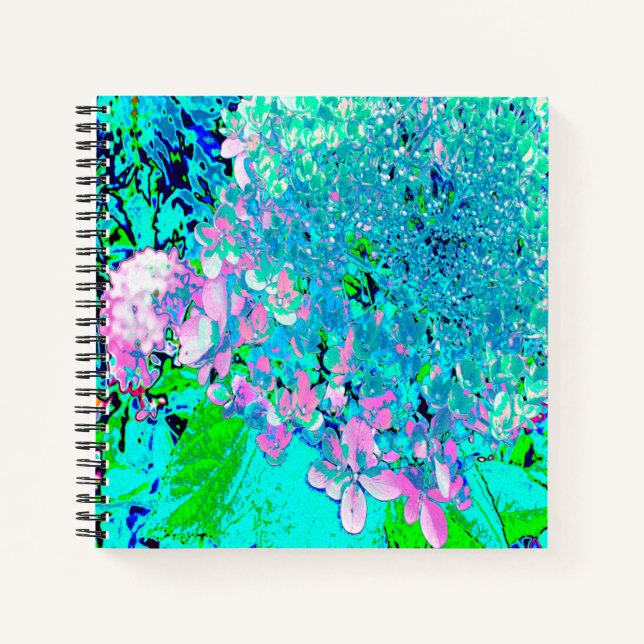 Elegant Pink and Blue Limelight Hydrangea Notebook (Front)