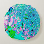 Elegant Pink and Blue Limelight Hydrangea Round Pillow<br><div class="desc">This Original Digital Oil Painting by My Rubio Garden features an Elegant Pink,  Blue and White Limelight Hydrangea from My Iowa Garden. The result is a modern beautiful flower detail painting that you will love!</div>