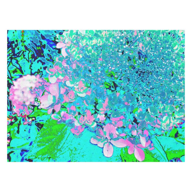 Elegant Pink and Blue Limelight Hydrangea Tablecloth (Front (Horizontal))