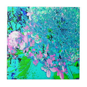 Elegant Pink and Blue Limelight Hydrangea Tile