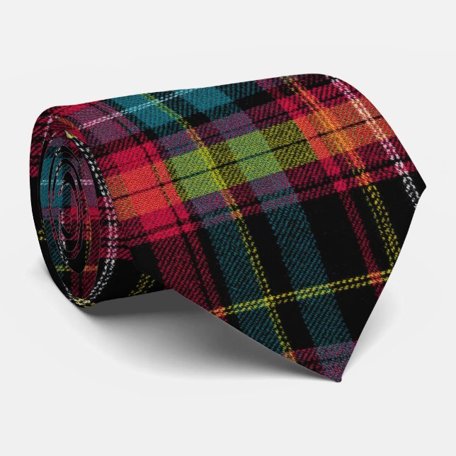 Elegant Pink and Blue Plaid Gingham Pattern Tie (Rolled)
