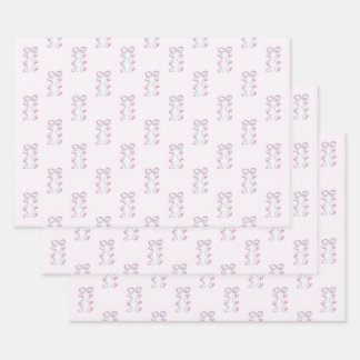 Elegant Pink and Blue Ribbon Bow Wrapping Paper