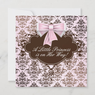 Elegant Pink and Brown Princess Baby Shower Invitation