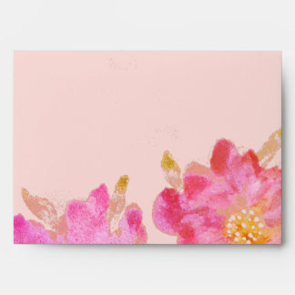 Elegant pink and coral watercolor floral designer envelope