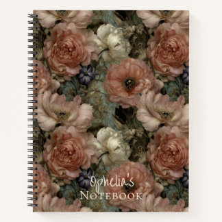 Elegant Pink and Cream Personalized Floral Notebook