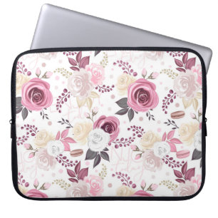 Elegant Pink and Cream Roses Laptop Sleeve