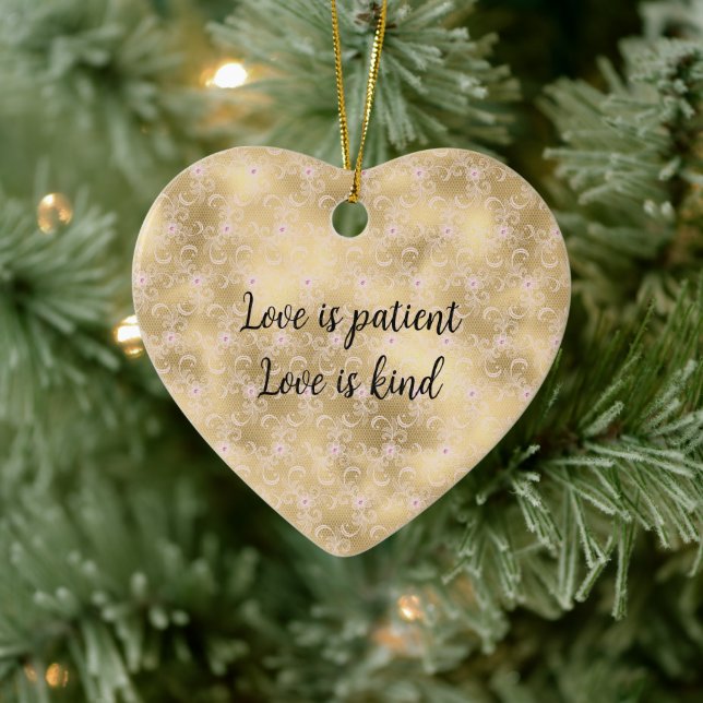 Elegant Pink and Gold Floral Lace Ceramic Ornament (Tree)