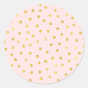Elegant Pink And Gold Foil Confetti Dots Pattern Classic Round Sticker