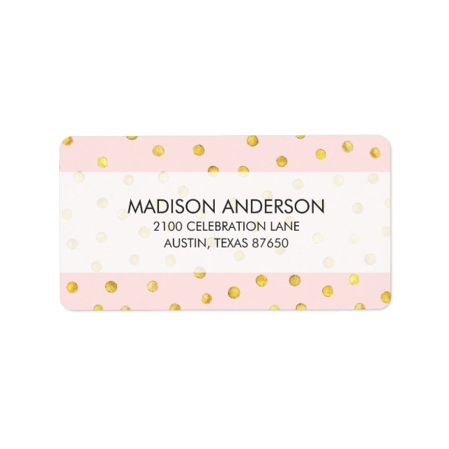 Elegant Pink And Gold Foil Confetti Dots Pattern Label (Front)