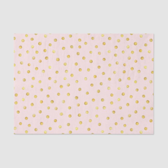 Elegant Pink And Gold Foil Confetti Dots Pattern Tissue Paper (Front)