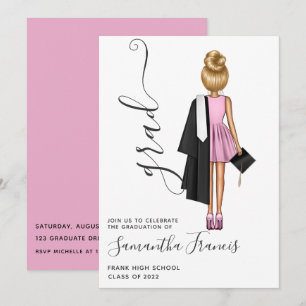 Elegant Pink and Gold Girl Graduation Party Invitation