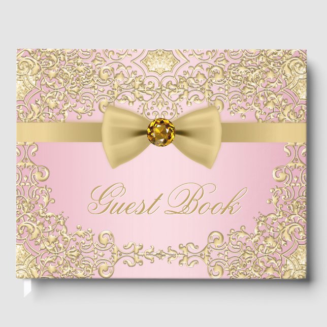 Elegant Pink and Gold Guest Book (Front)