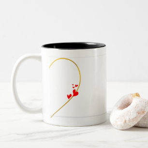 Elegant Pink and Gold Heart Line Couple Mug - Him 