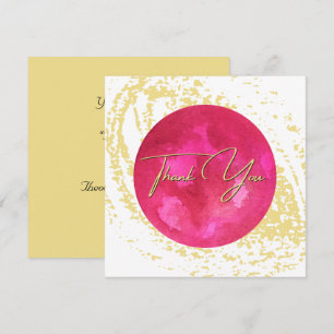 Elegant Pink and Gold Watercolor Abstract Art Thank You Card