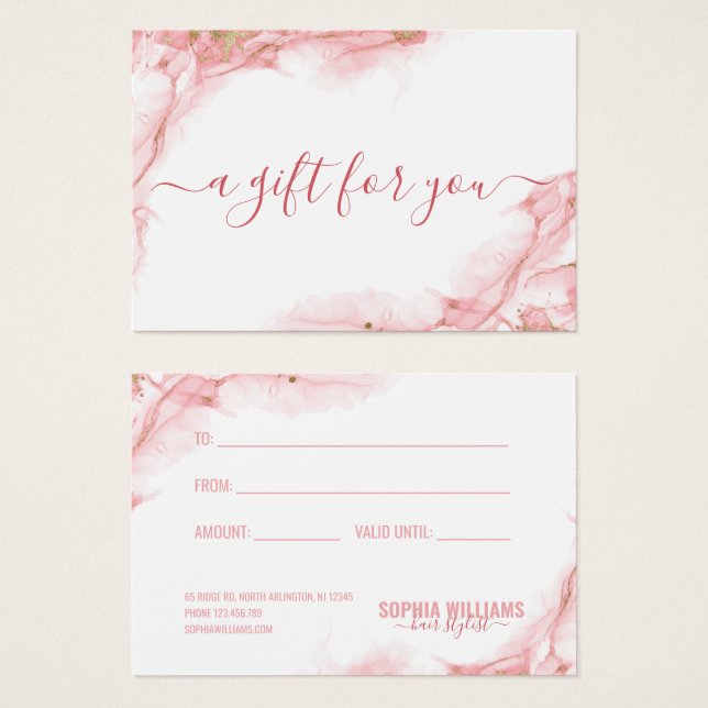 Elegant Pink and Gold Watercolor Design Gift Card (Front & Back)