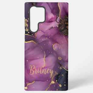 elegant pink and gold watercolor flower design samsung galaxy case