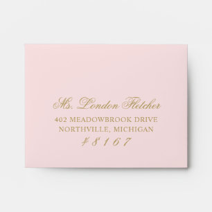 Elegant Pink and Gold Wedding RSVP Envelope