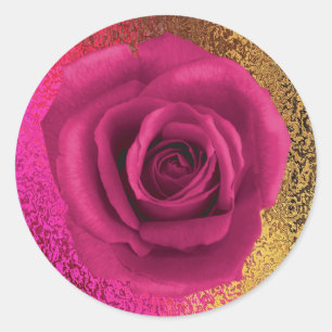 Elegant Pink and Gold with Rose Sticker