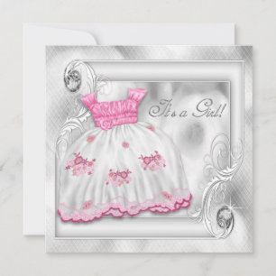 Elegant Pink and Grey Baby Shower Invitation