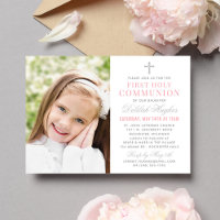 Elegant Pink and Grey First Communion Girl Photo