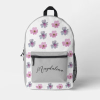 ELEGANT PINK AND GREY FLOWERS PATTERN CUSTOM NAME