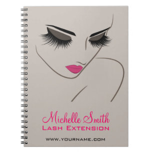 Elegant Pink and Grey Lash Extension Beauty Salon Notebook